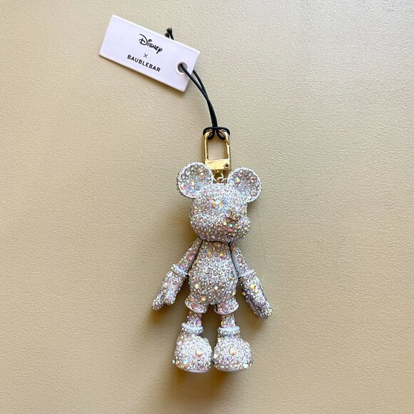 New Disney Mickey Mouse BaubleBar Limited Edition Crystal Gold Bag Charm NWT - Picture 1 of 7